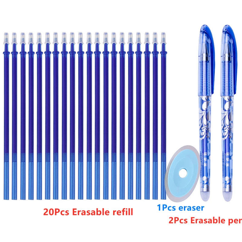 Erasable Gel Pens Set 0.5mm Medium Tip with Refills and Erasers for Office School