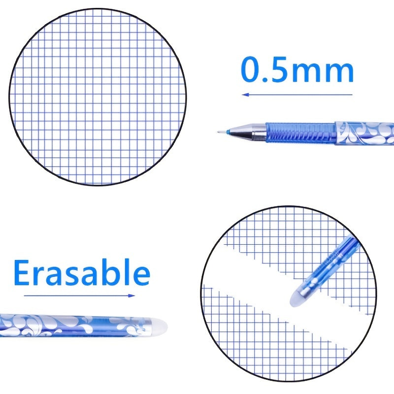 Erasable Gel Pens Set 0.5mm Medium Tip with Refills and Erasers for Office School