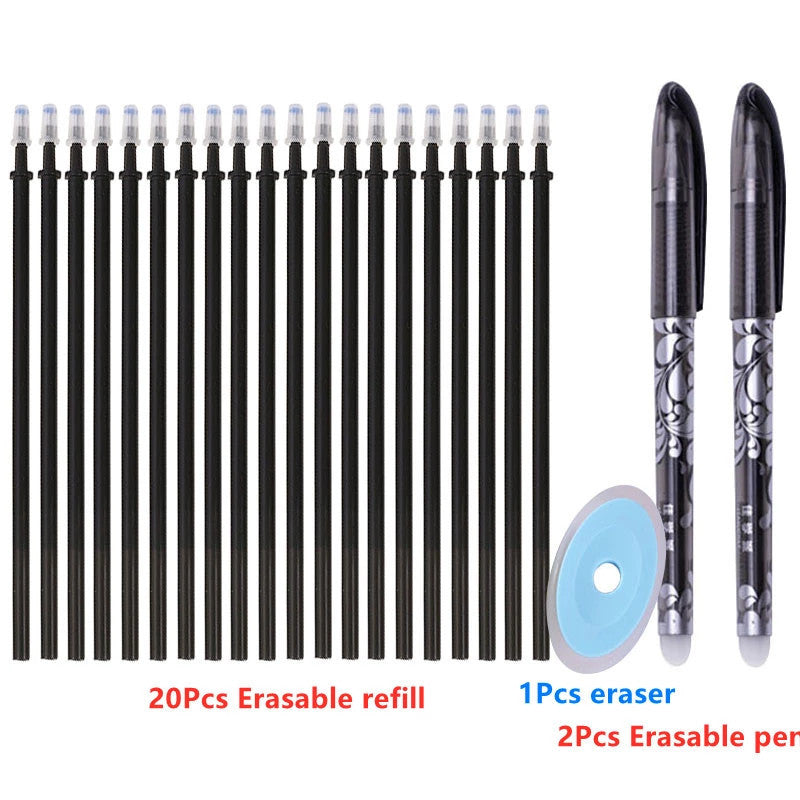 Erasable Gel Pens Set 0.5mm Medium Tip with Refills and Erasers for Office School