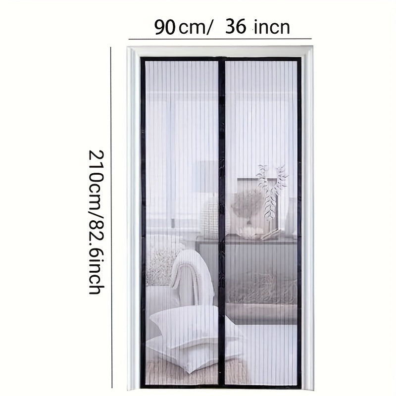 Black Magnetic Screen Door 80cm x 208cm Self-Sealing Heavy Duty Bug Mesh