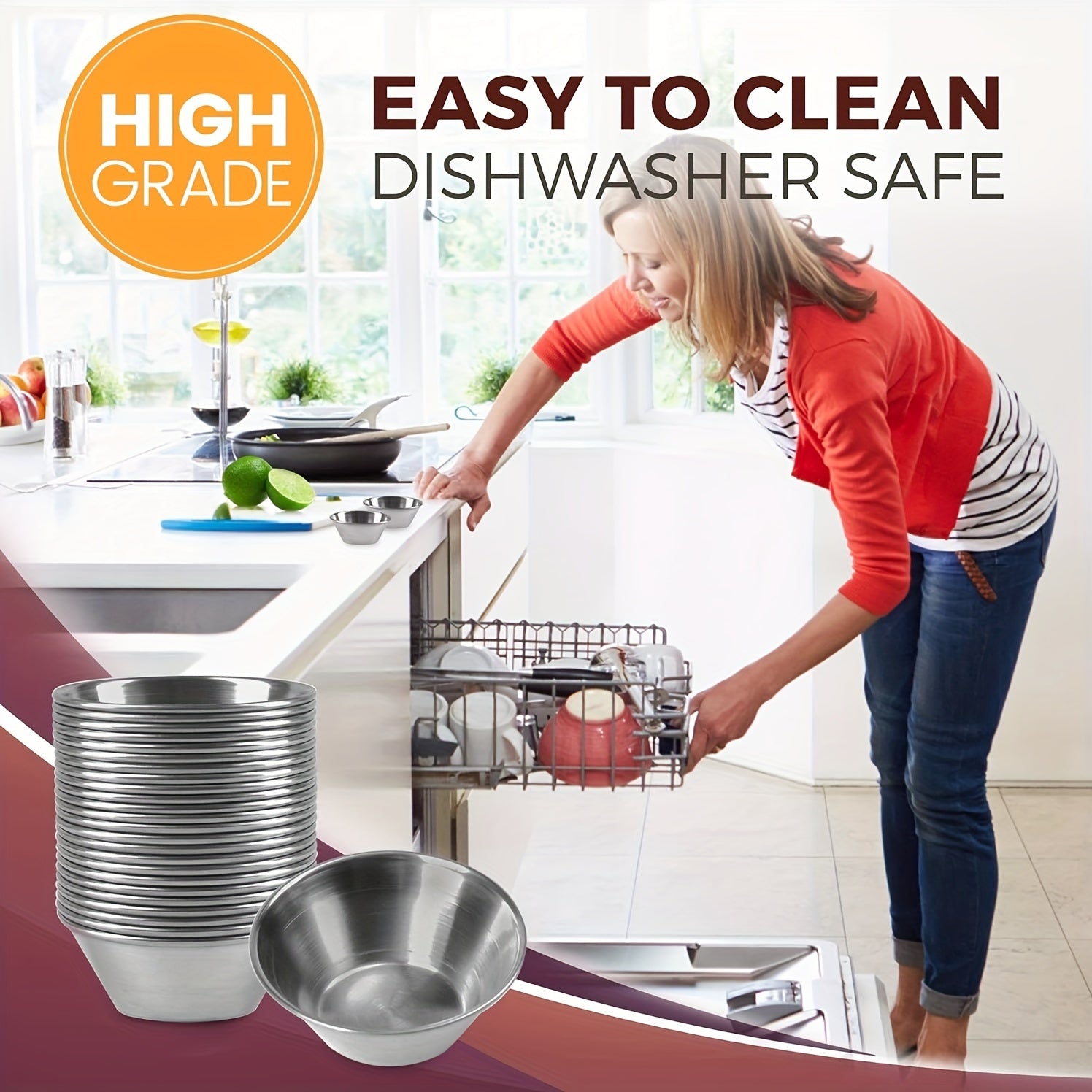 Set of 3 Stainless Steel Sauce Cups 1.5oz Reusable Commercial Grade for Charcuterie and Cheese Boards