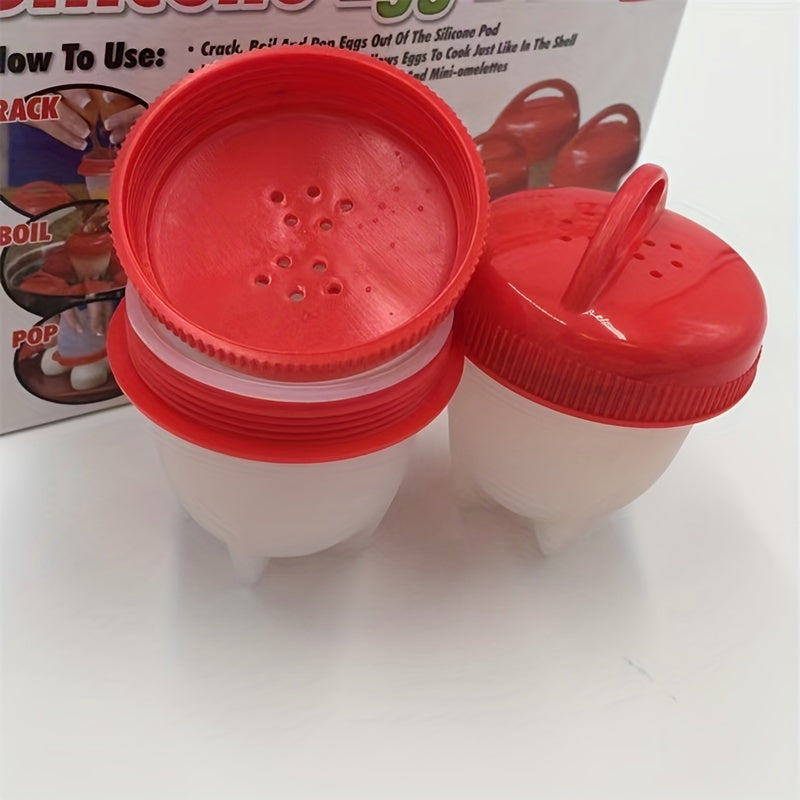 Silicone Egg Cups for Steamed Eggs Baking and Cooking Red Set of 4