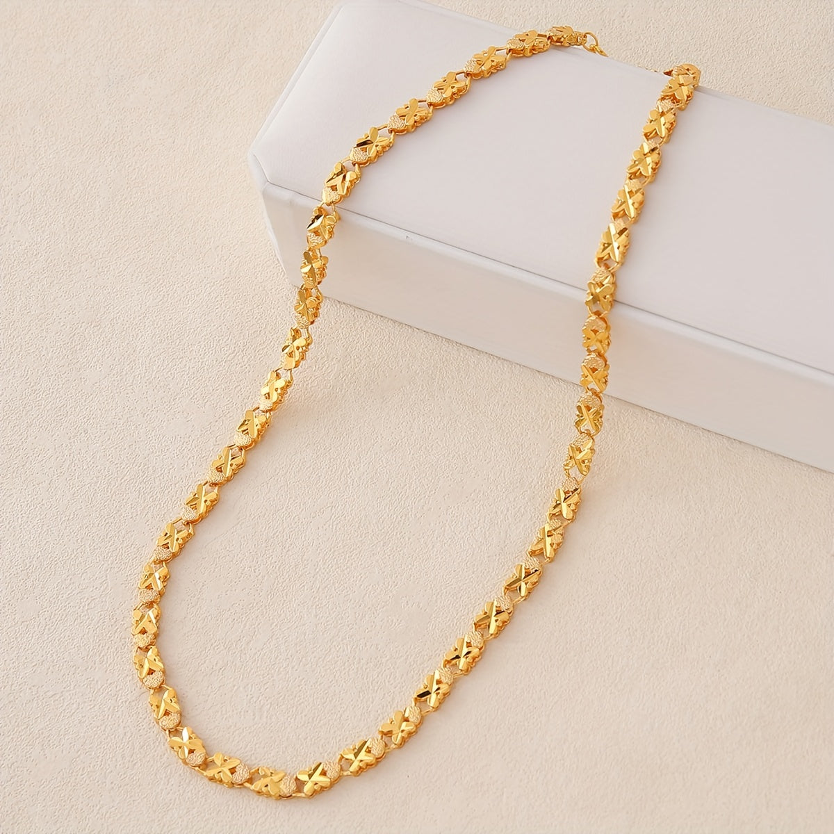 Women’s 24K Gold Plated Link Necklace for Weddings and Daily Wear