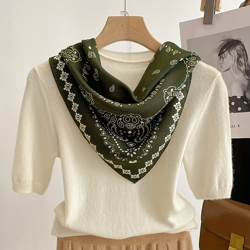 Cashew Print Square Bandana Scarf Bohemian Style Neckerchief Shawl for Spring Autumn