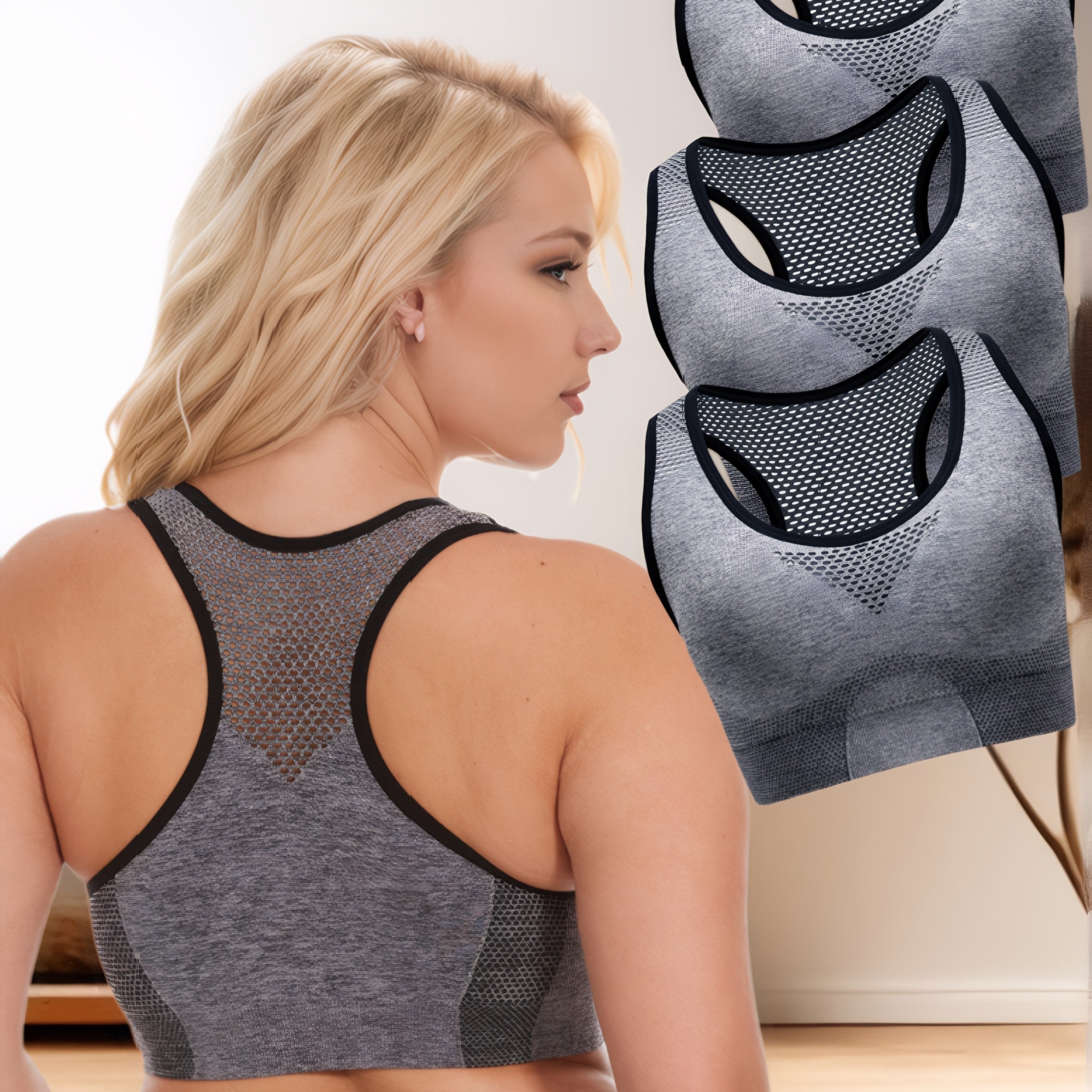 Women's Breathable Large Size Yoga Sports Bra Three Pack No Steel Ring