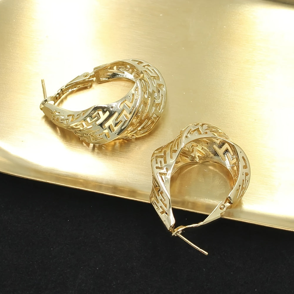 Ayollar uchun Elegant Vintage 18K Oltin Qoplamali Mis Zargarlik To'plami - Marjon va Quloq uzuklarini o'z ichiga oladi - Gipoallergen, Ramazon Bayrami Dizayni, To'ylar va Maxsus Tadbirlar uchun Mukammal - 3 Qismli To'plam