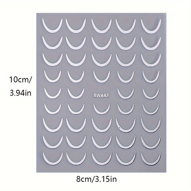 Pegatinas para uñas de mujer 3D luna creciente franjas francesas brillo plástico