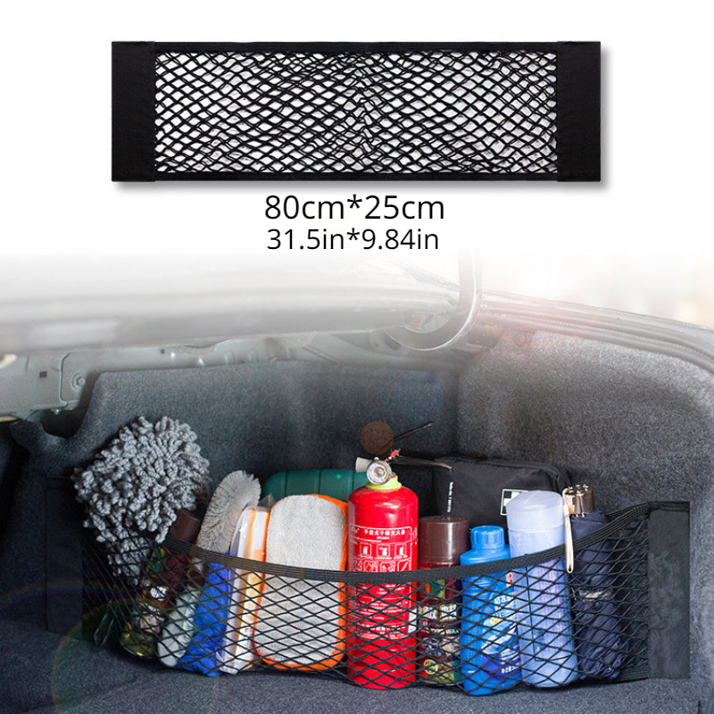 Universal Car Organizer with Storage Pockets and Elastic Mesh for Seat Back and Trunk
