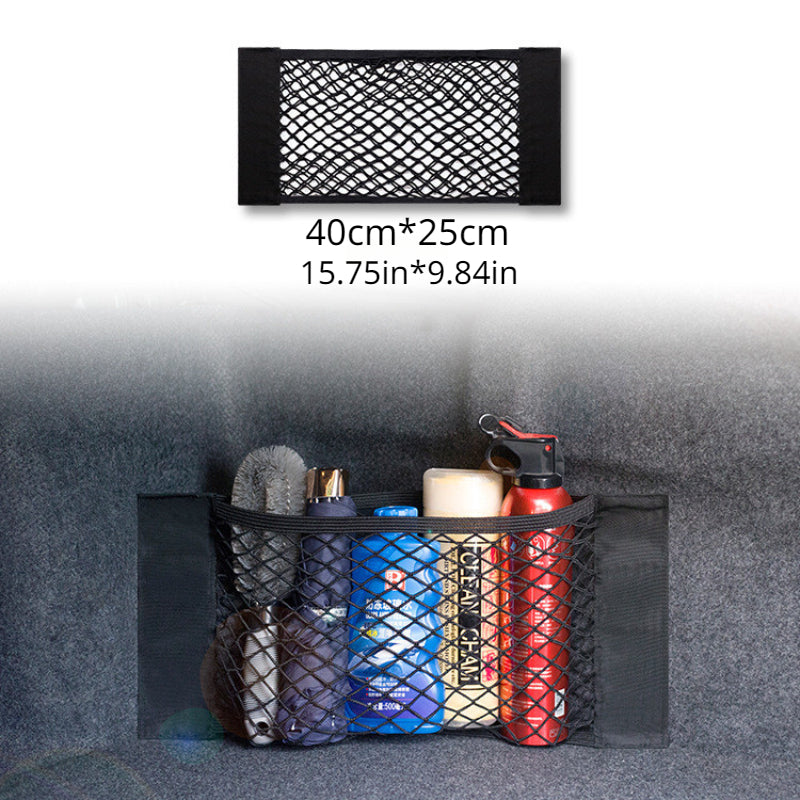 Universal Car Organizer with Storage Pockets and Elastic Mesh for Seat Back and Trunk