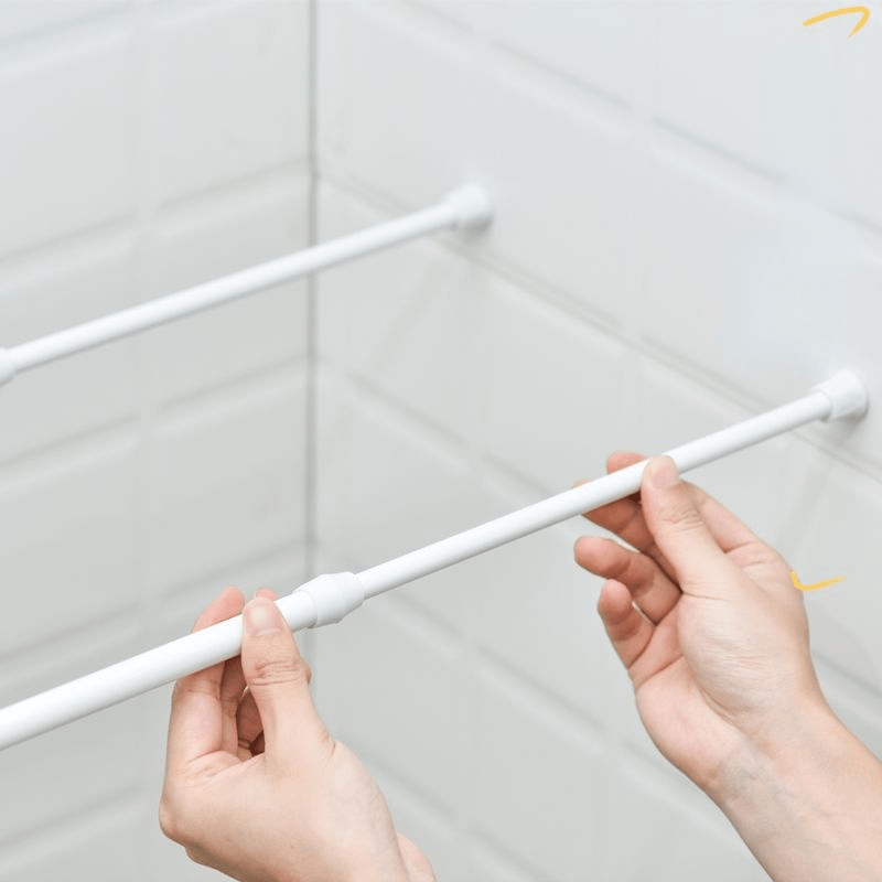White Plastic No-Drill Tension Curtain Rod for Shower and Window