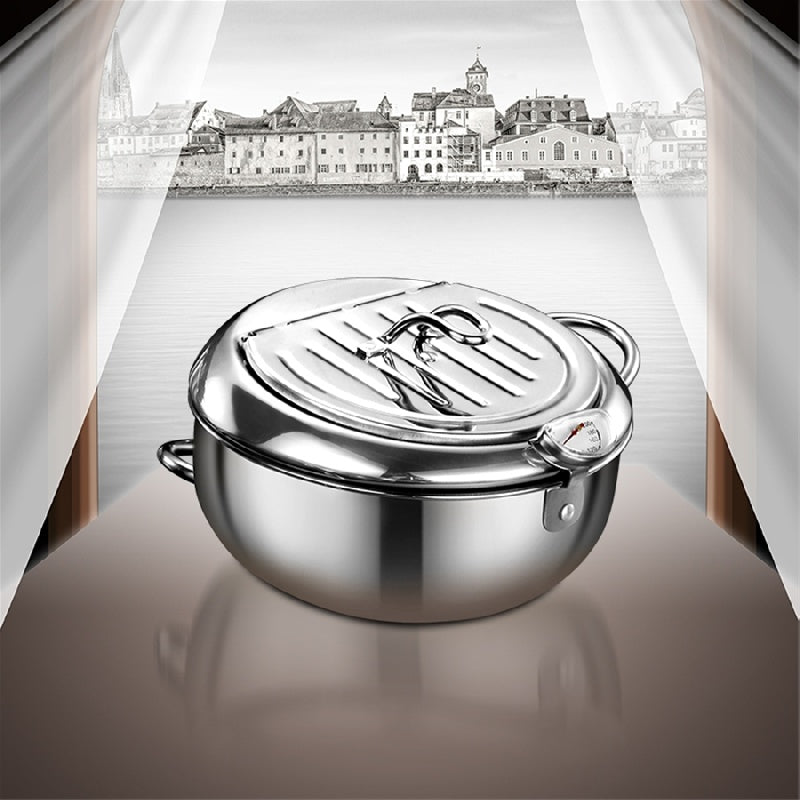 Mini Japanese Tempura Pot with Temperature Control and Oil-Saving Design Stainless Steel Deep Fryer