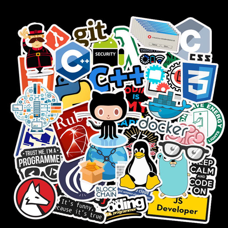 50 Waterproof PVC Java Programmer Stickers for DIY Personalization on Laptops, Skateboards, and More