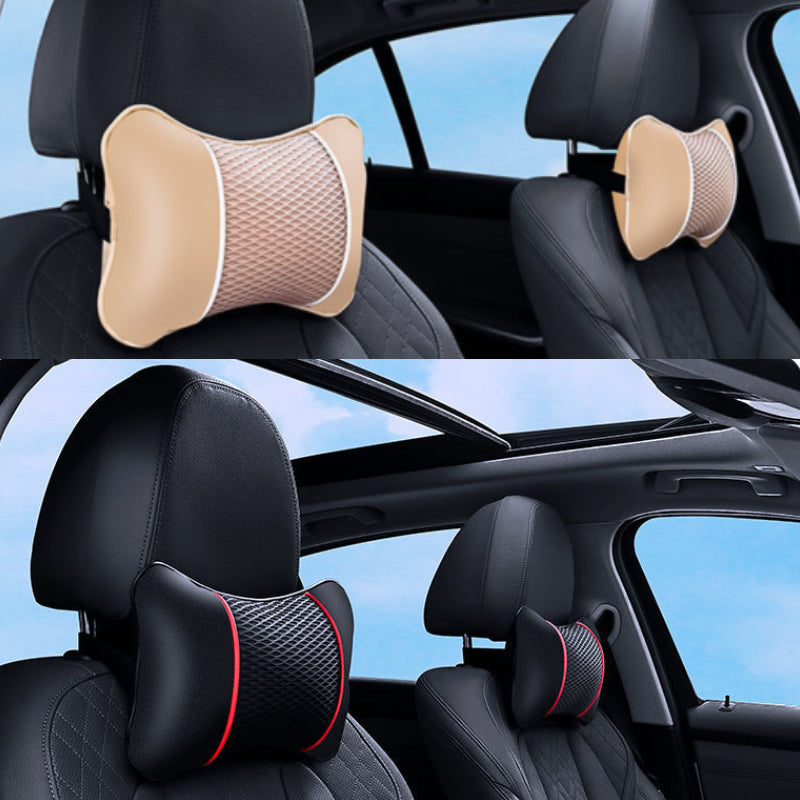 Universal Car Neck Pillow Faux Leather Microfiber Cushion Headrest Support