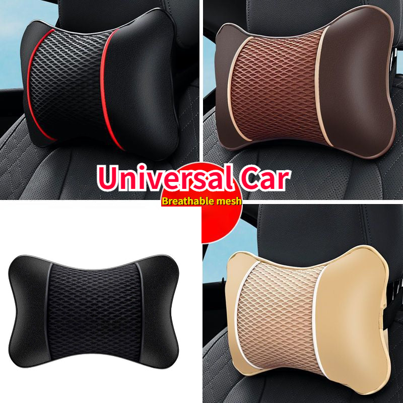 Universal Car Neck Pillow Faux Leather Microfiber Cushion Headrest Support