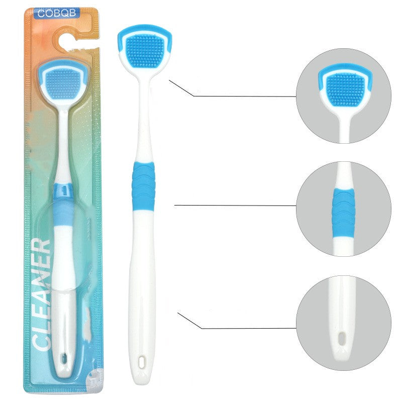 Plastic Tongue Scraper Brush with Silicone Head for Fresh Breath Dental Care