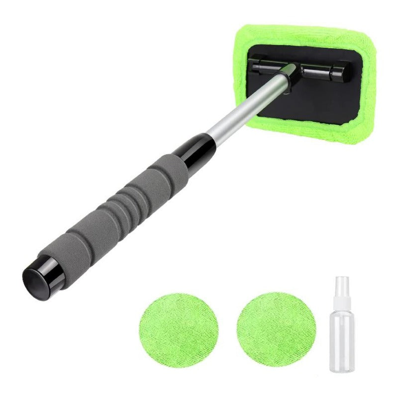 Microfiber Car Window Cleaner Kit With Extendable Handle Reusable Cloth