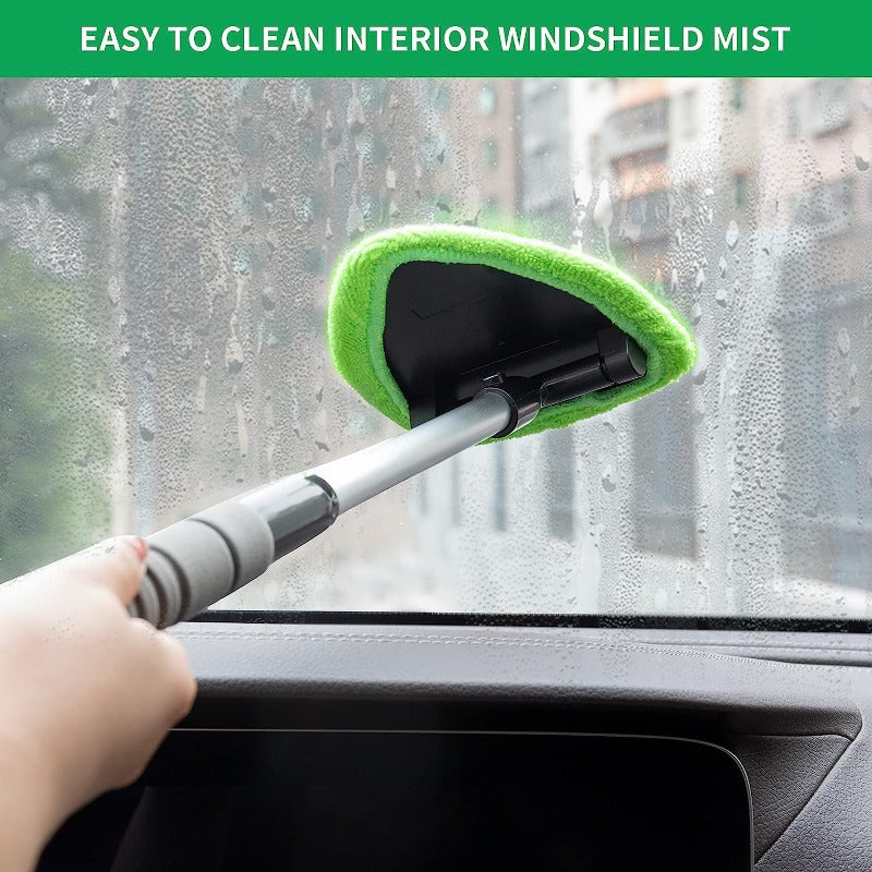 Microfiber Car Window Cleaner Kit With Extendable Handle Reusable Cloth