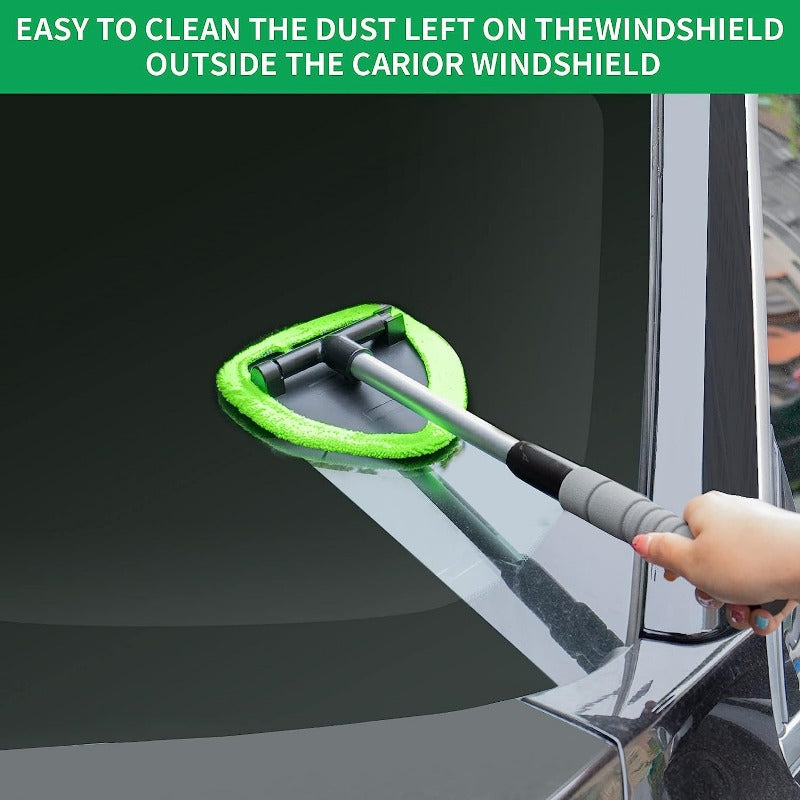 Microfiber Car Window Cleaner Kit With Extendable Handle Reusable Cloth