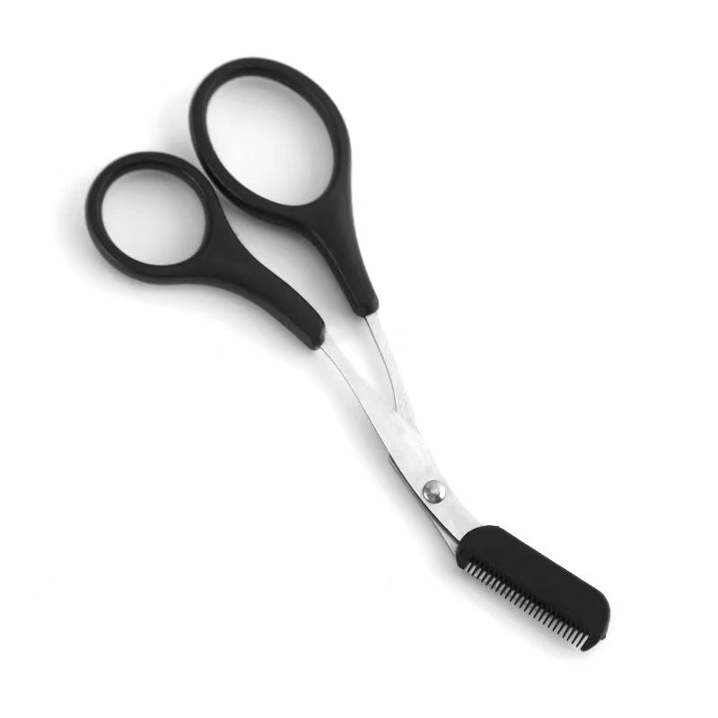 Tijeras de acero inoxidable para cejas de mujer con peine, herramienta para depilación