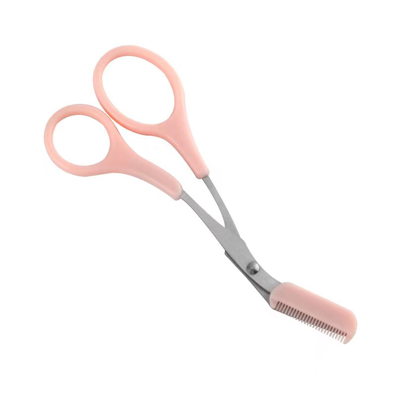 Tijeras de acero inoxidable para cejas de mujer con peine, herramienta para depilación