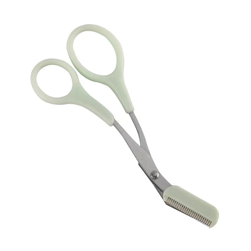 Tijeras de acero inoxidable para cejas de mujer con peine, herramienta para depilación