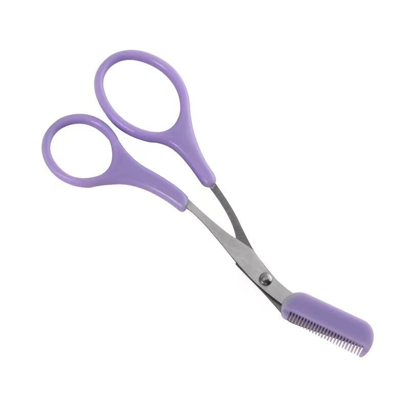 Tijeras de acero inoxidable para cejas de mujer con peine, herramienta para depilación
