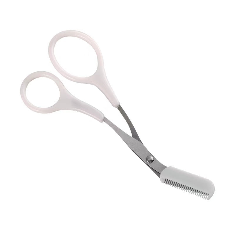 Tijeras de acero inoxidable para cejas de mujer con peine, herramienta para depilación
