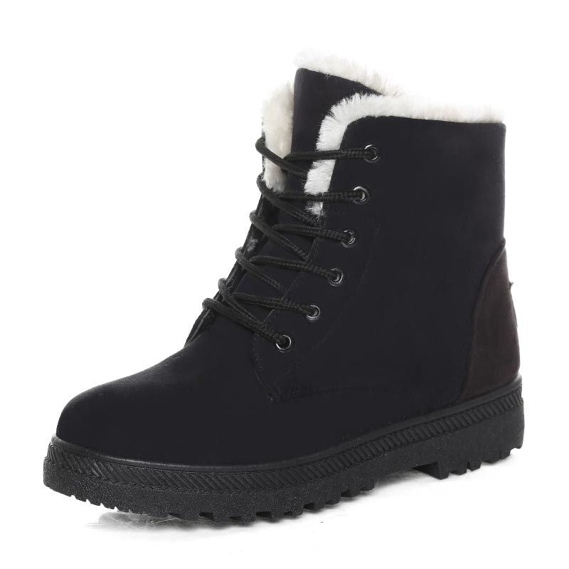 Women's Winter Snow Boots Casual Ankle Warm Platform Lace-Up