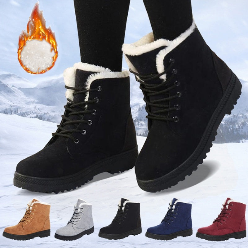 Women's Winter Snow Boots Casual Ankle Warm Platform Lace-Up