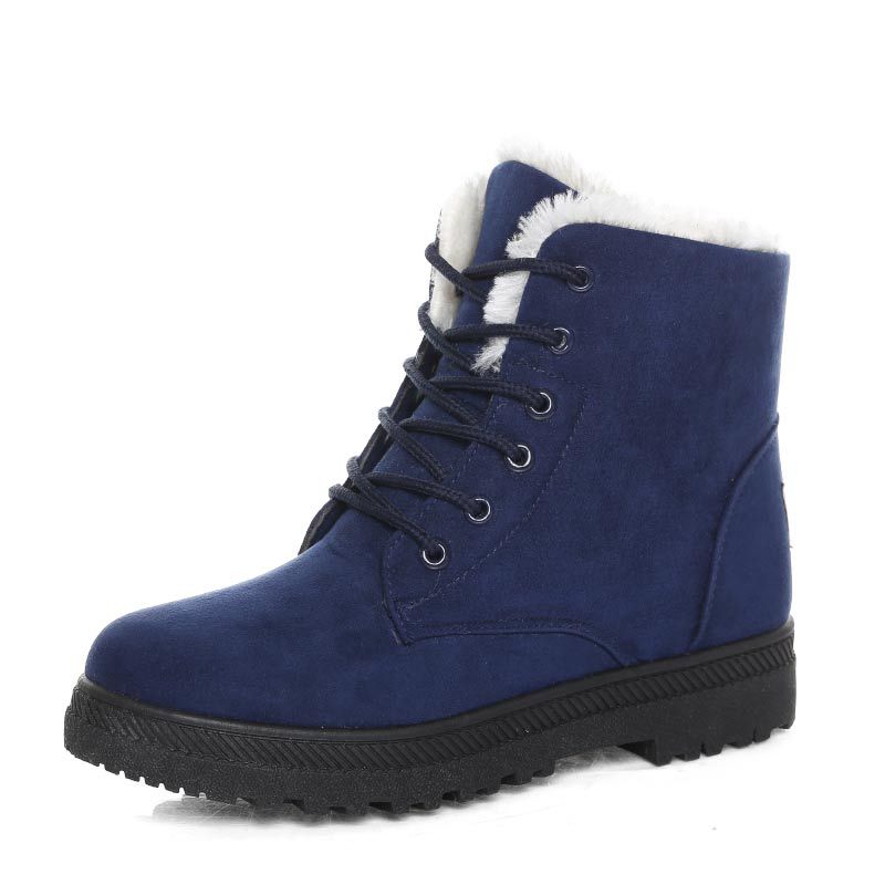 Women's Winter Snow Boots Casual Ankle Warm Platform Lace-Up