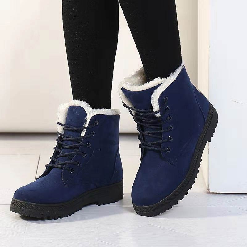 Women's Winter Snow Boots Casual Ankle Warm Platform Lace-Up