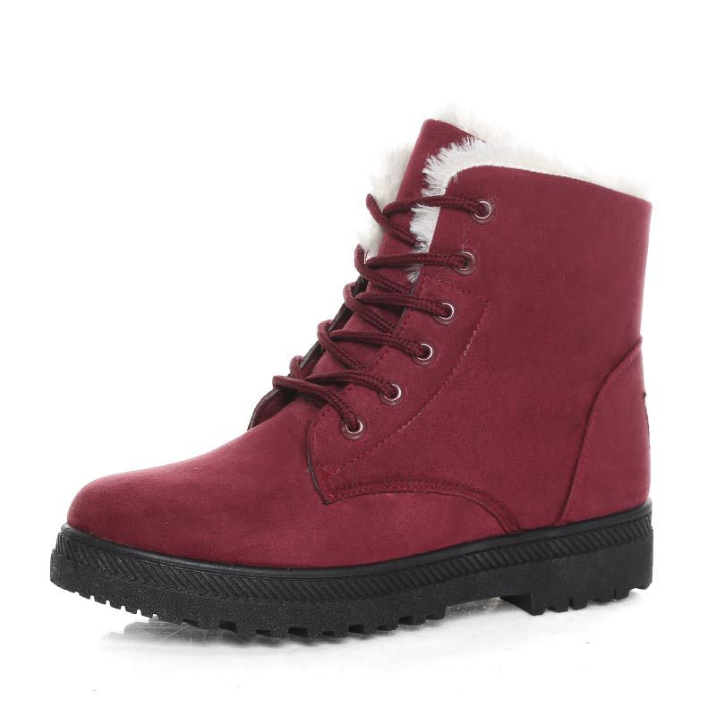 Women's Winter Snow Boots Casual Ankle Warm Platform Lace-Up