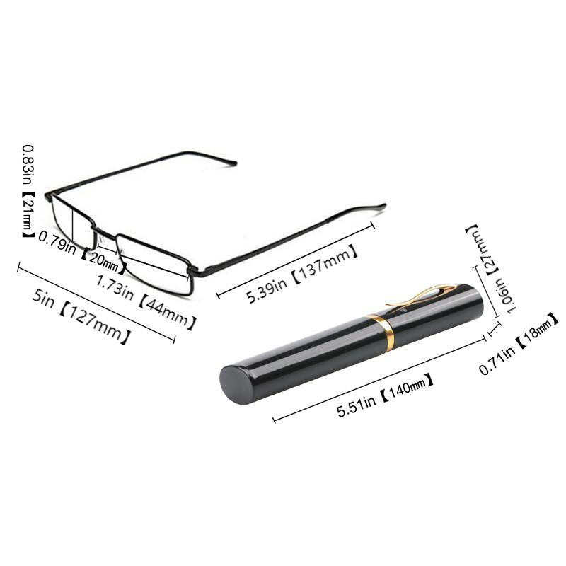 Men's Glasses Case Set with Pen Tube and Metal Spring Hinge Gift Idea