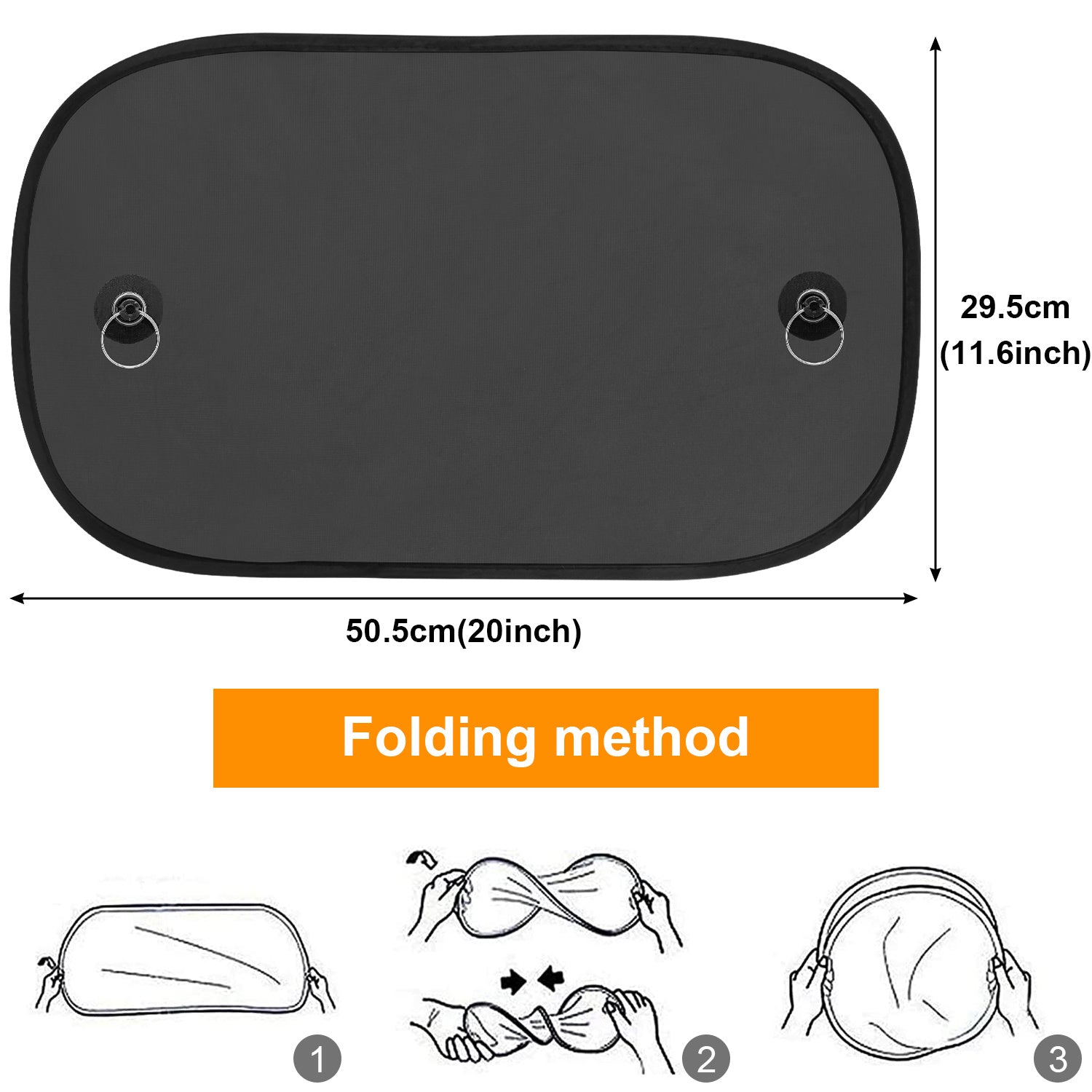 Universal avtomobil quyosh nuri himoyachilari yon oynalar uchun 2 ta paket, o'z-o'zini yopishtiradigan