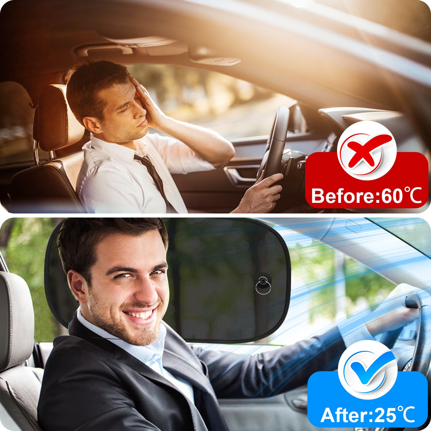 Universal Car Sun Visor Shades for Side Windows 2 Pack Self-Adhesive