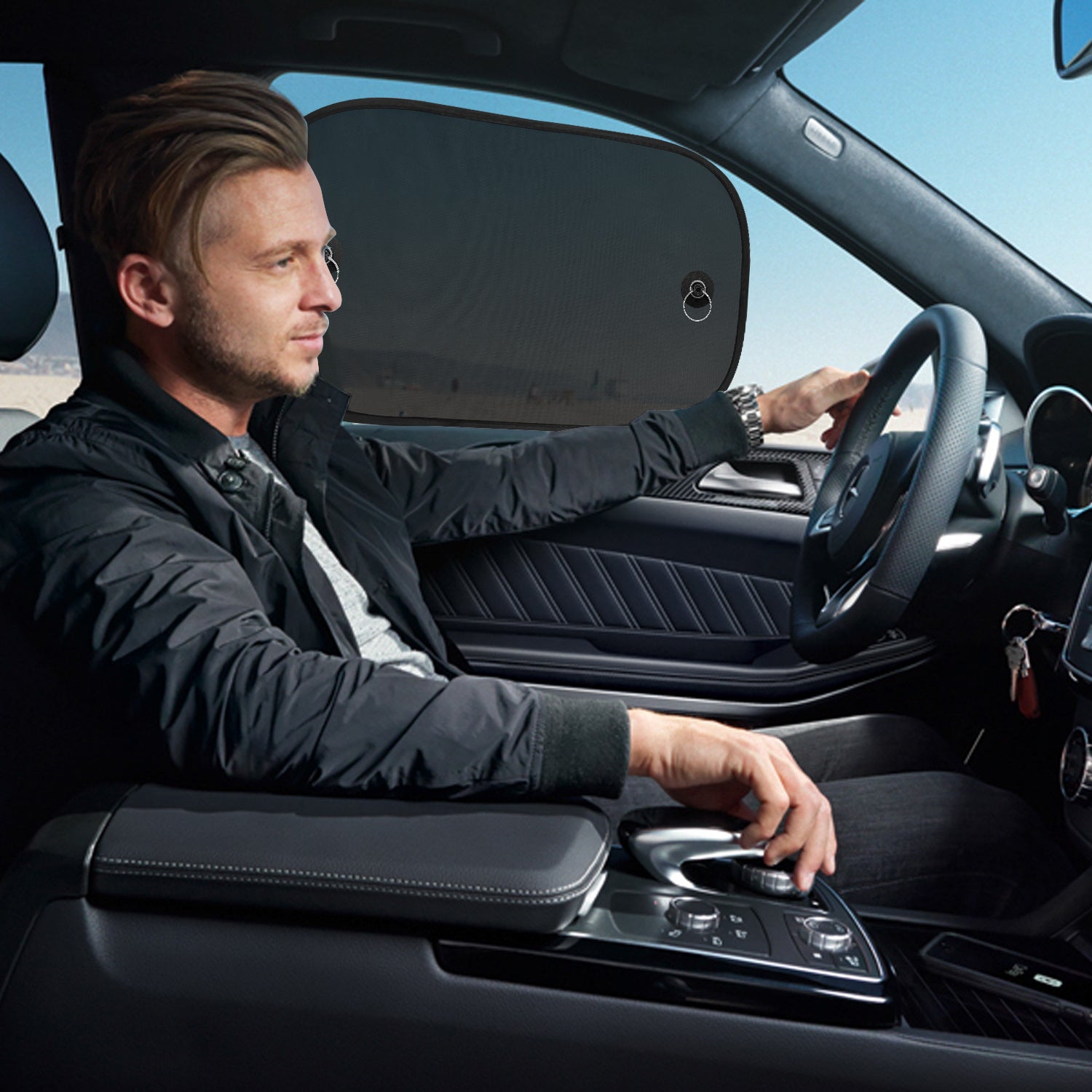 Universal avtomobil quyosh nuri himoyachilari yon oynalar uchun 2 ta paket, o'z-o'zini yopishtiradigan