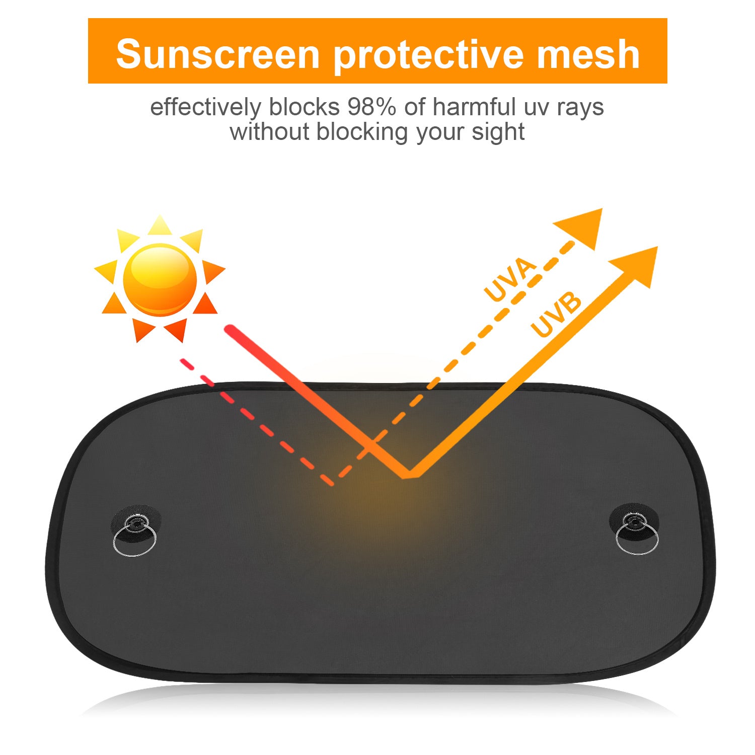 Universal avtomobil quyosh nuri himoyachilari yon oynalar uchun 2 ta paket, o'z-o'zini yopishtiradigan