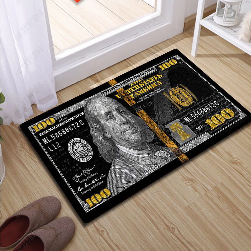 Alfombra de baño con billete realista de $100, antideslizante, impermeable y suave, en múltiples tamaños
