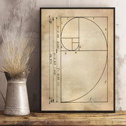 Canvas Wall Art Poster Featuring Fibonacci Spiral and Golden Ratio Geometric Pattern for Home Decor