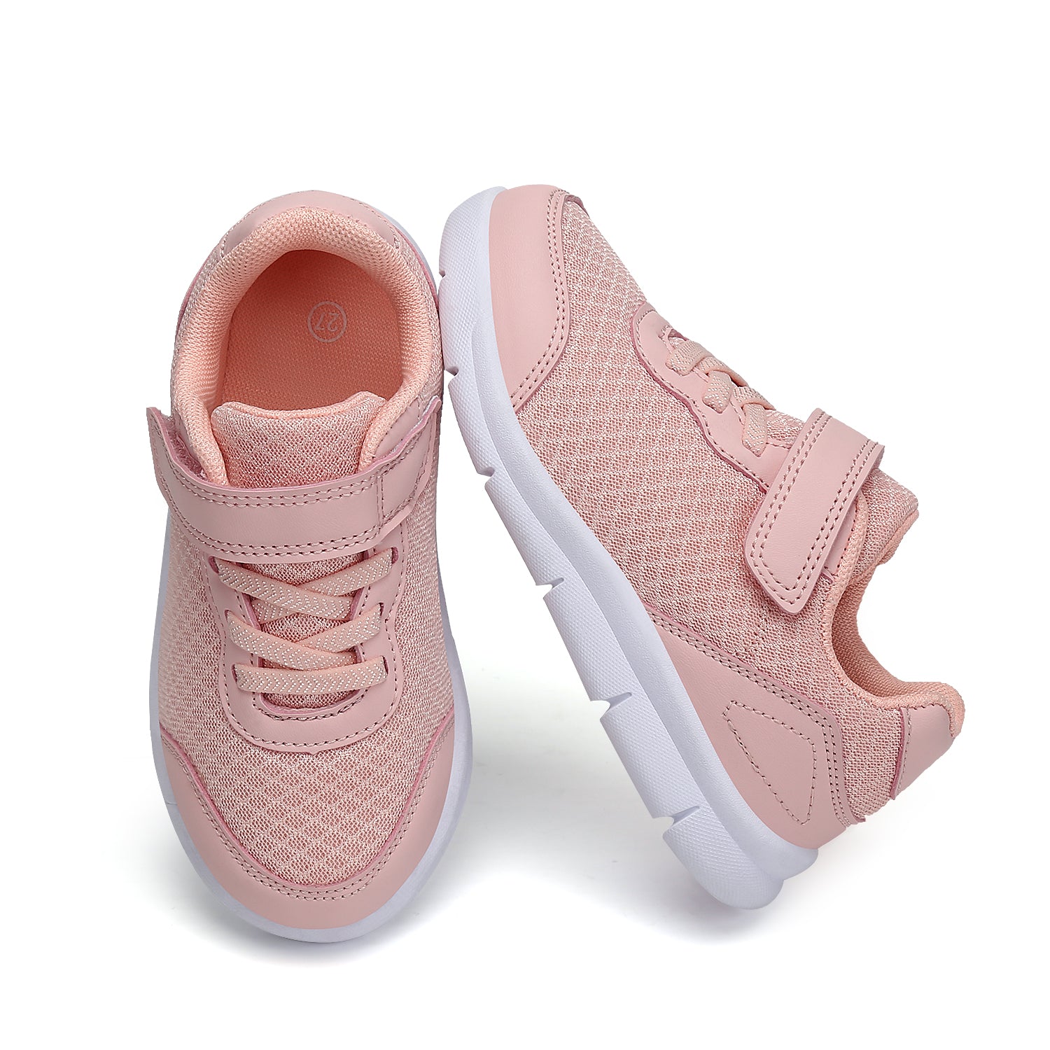 Girls' Pink Mesh Athletic Sneakers Low Top with Breathable Lightweight Design and Rubber Sole