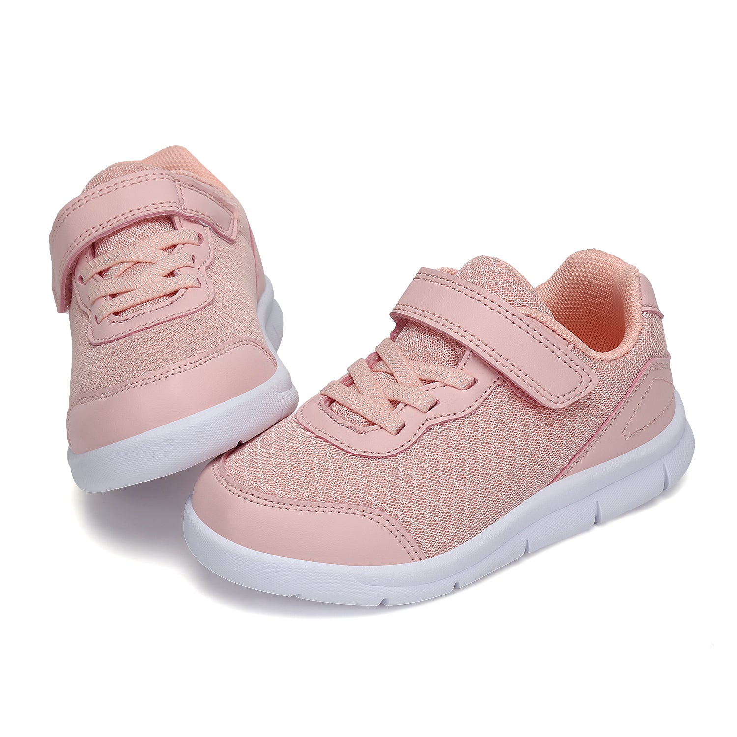 Girls' Pink Mesh Athletic Sneakers Low Top with Breathable Lightweight Design and Rubber Sole