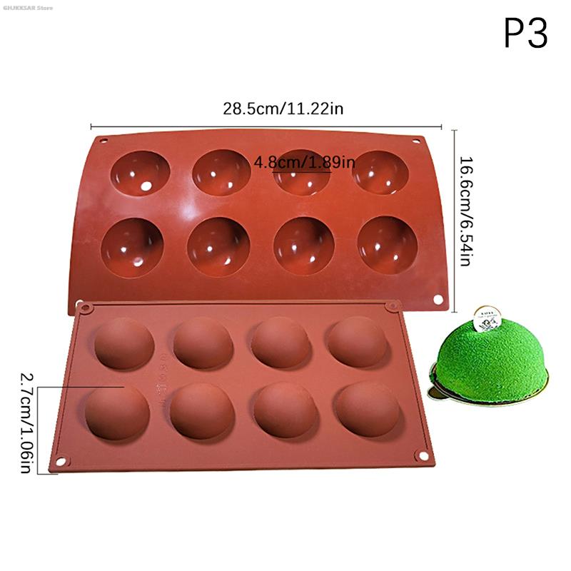 3D Silicone Hemisphere Chocolate Mold for Candy Pudding Baking Tools