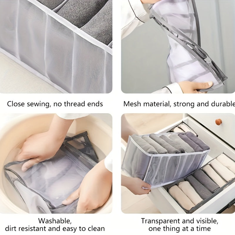 Lightweight Wardrobe Drawer Storage Box with Mesh Grid for Clothes Socks Underwear Organizer