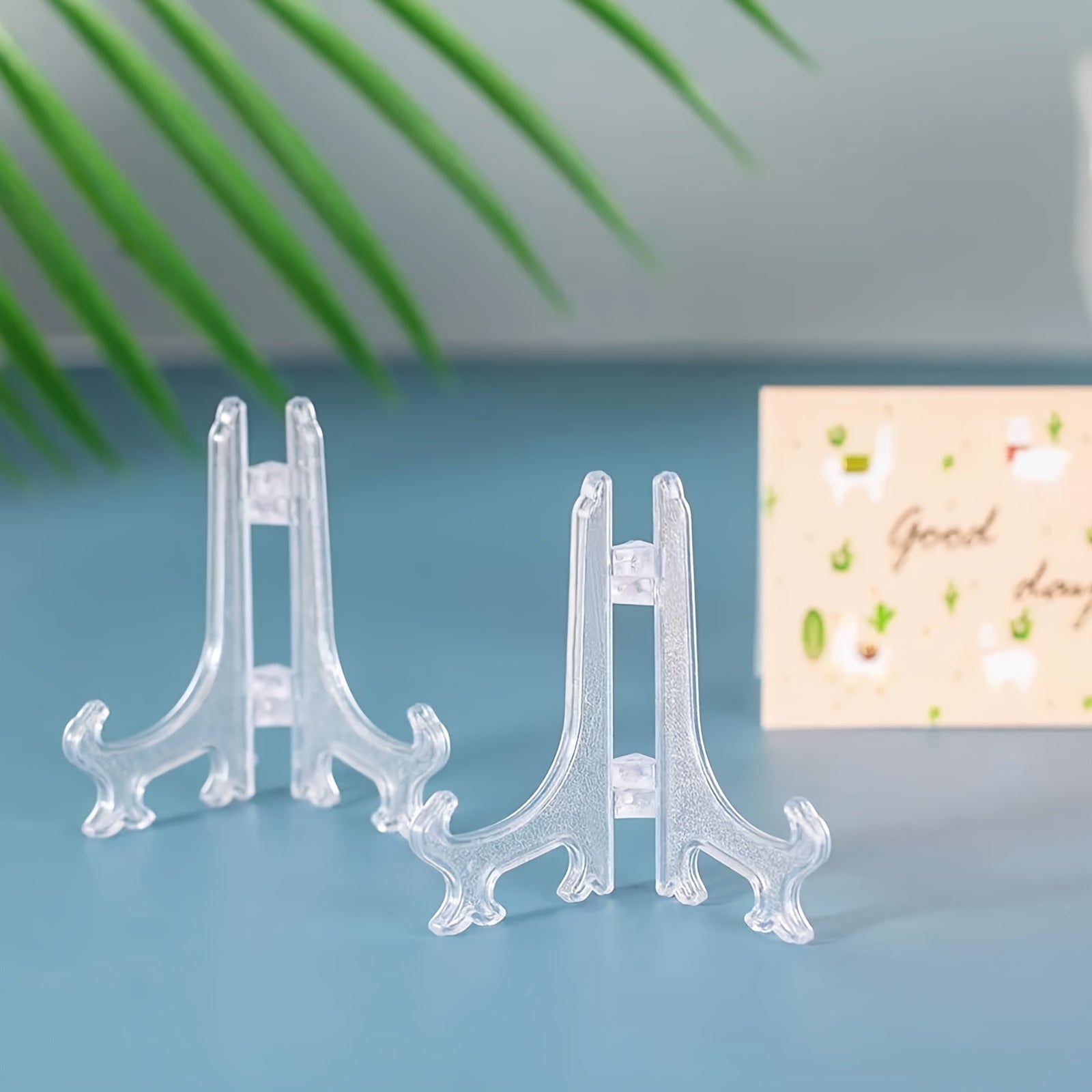 12 Vintage Clear Plastic Photo Easels for 3-Inch Pictures for Weddings and Home Decor