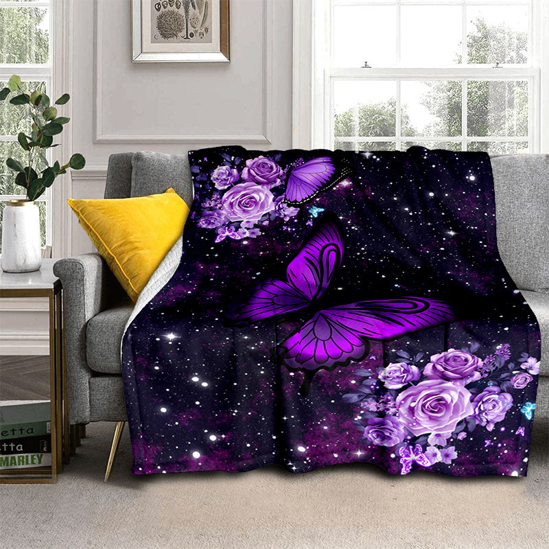 Girls Women Floral Print Flannel Blanket Cozy Soft Gift for Birthdays Holidays