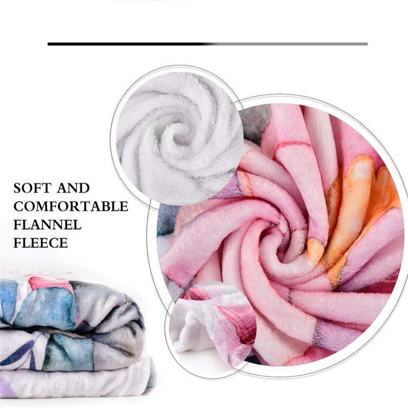Girls Women Floral Print Flannel Blanket Cozy Soft Gift for Birthdays Holidays