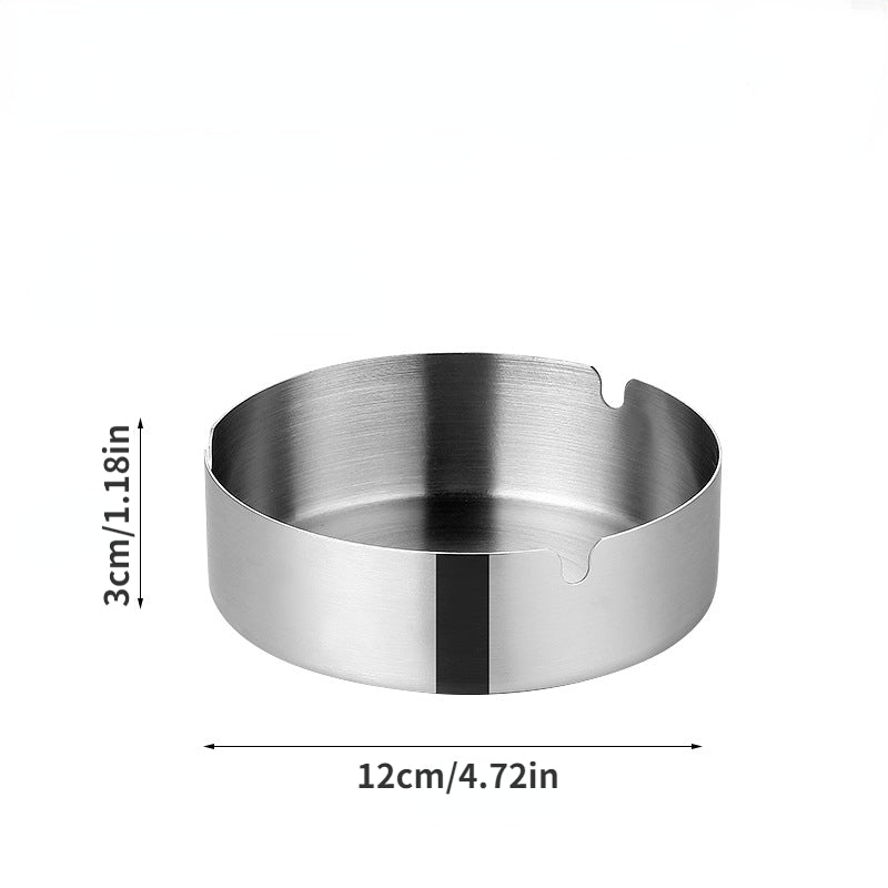 Stainless Steel Ashtray Portable Round Tabletop Cigarette Ash Tray for Smokers