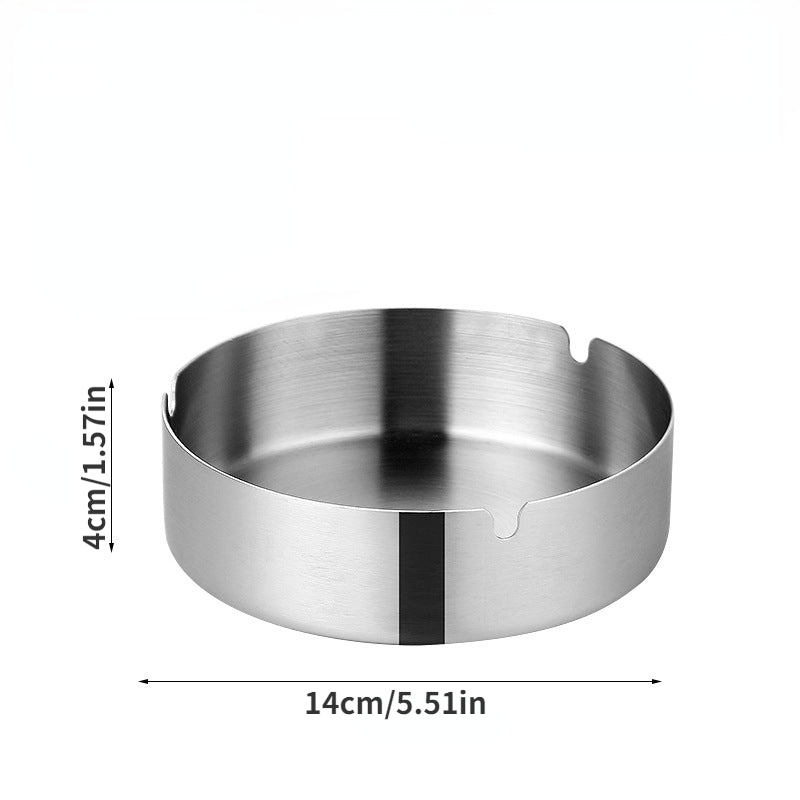 Stainless Steel Ashtray Portable Round Tabletop Cigarette Ash Tray for Smokers