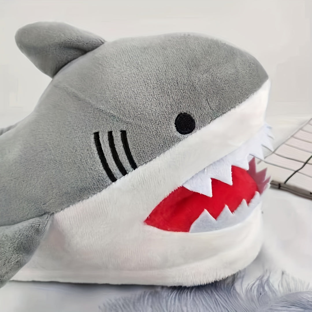 Women's Plush Cartoon Shark Slippers Indoor Outdoor Non-Slip Shoes