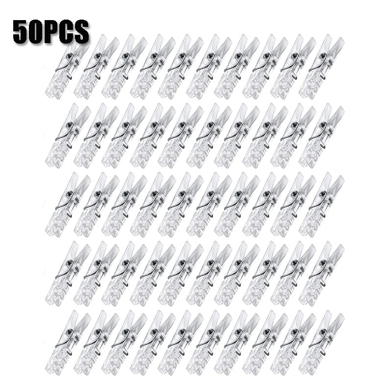 Mini Transparent Plastic Clips for Photos and Towels Pack of 50 or 100